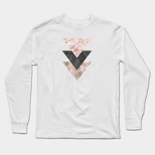 Textured marble and rose gold triangles Long Sleeve T-Shirt